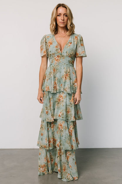 Montaigne Ruffle Maxi Dress | Blue Sage Floral