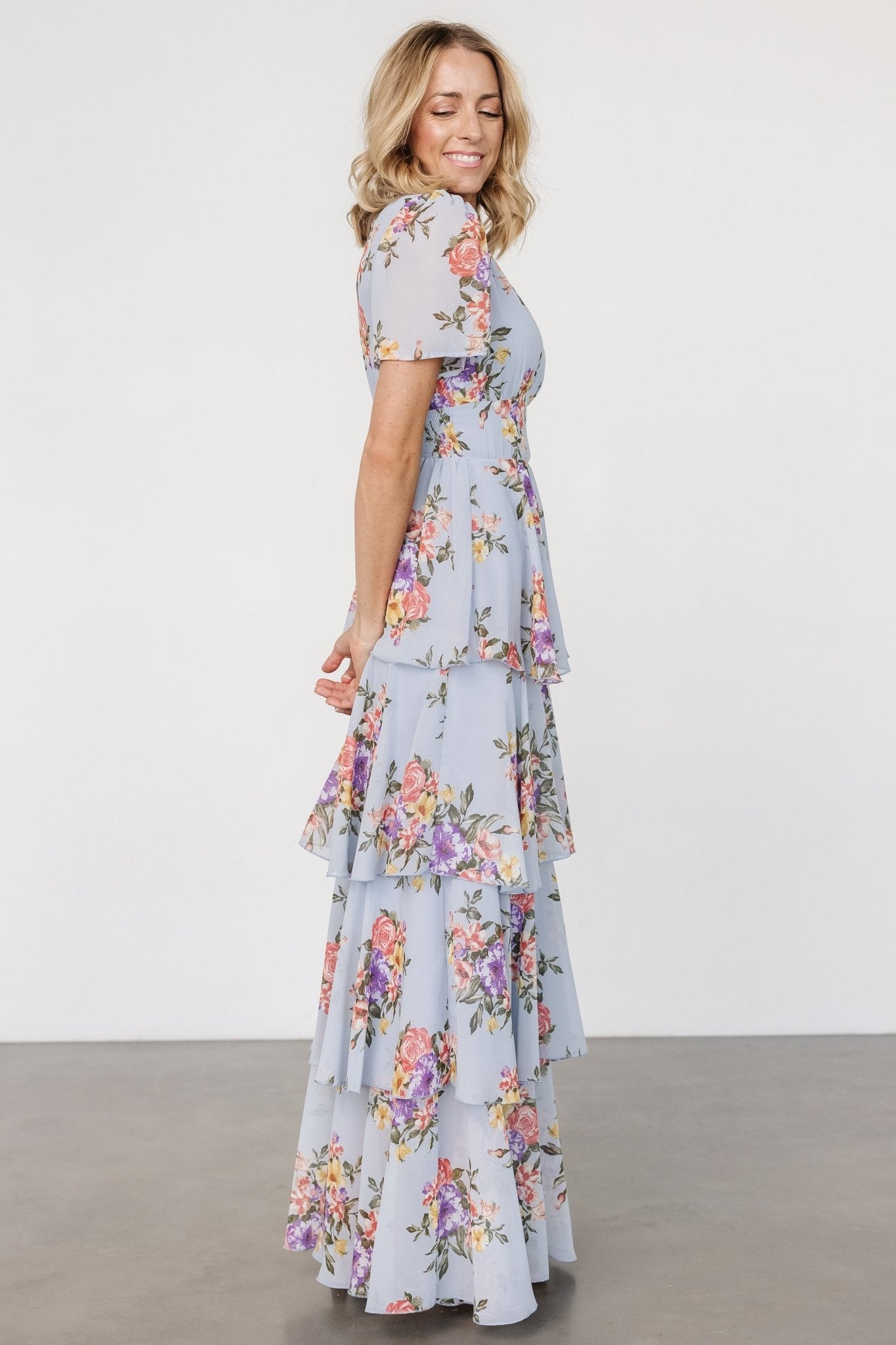 Montaigne Ruffle Maxi Dress | Light Blue Floral