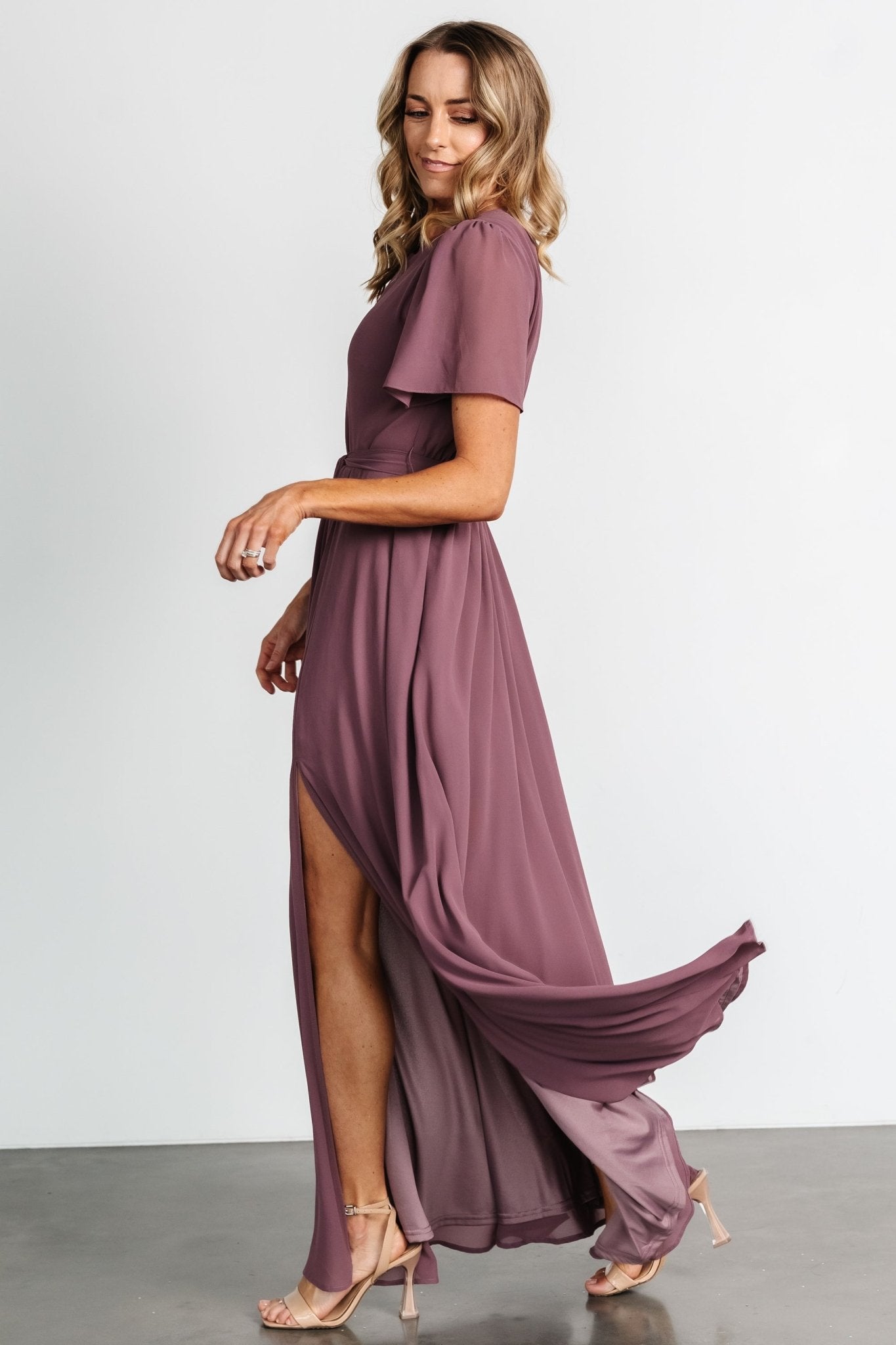 Naomi Short Sleeve Maxi Dress | Vintage Plum