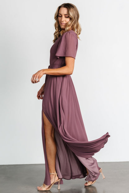 Naomi Short Sleeve Maxi Dress | Vintage Plum