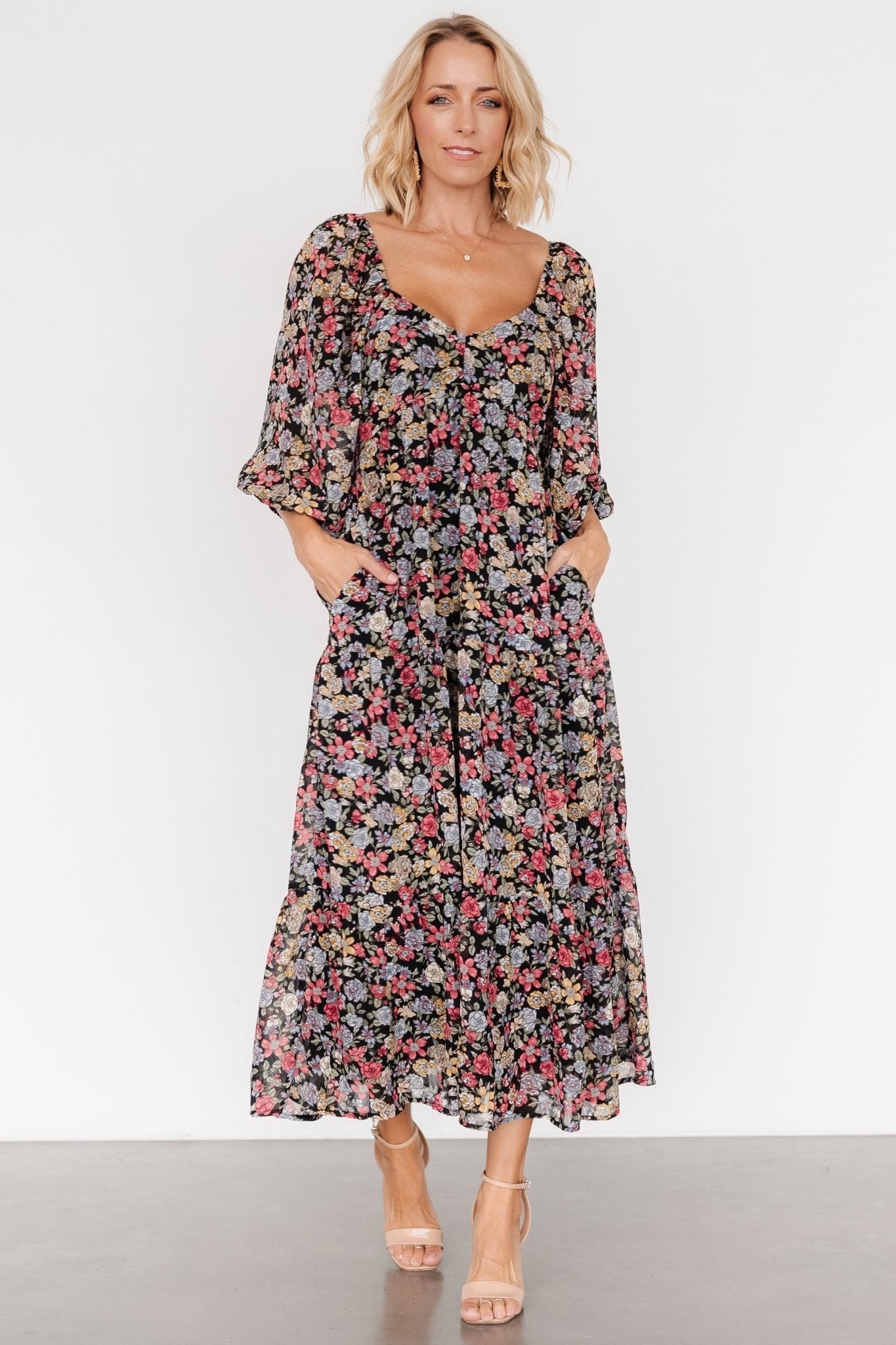 Nevaeh Bubble Sleeve Dress | Multi Floral