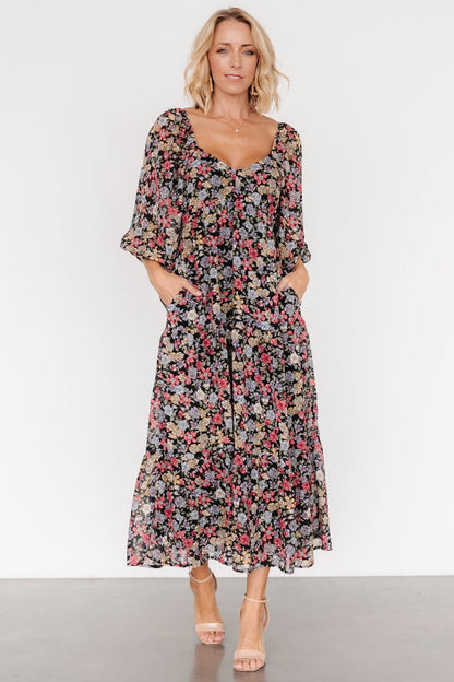 Nevaeh Bubble Sleeve Dress | Multi Floral