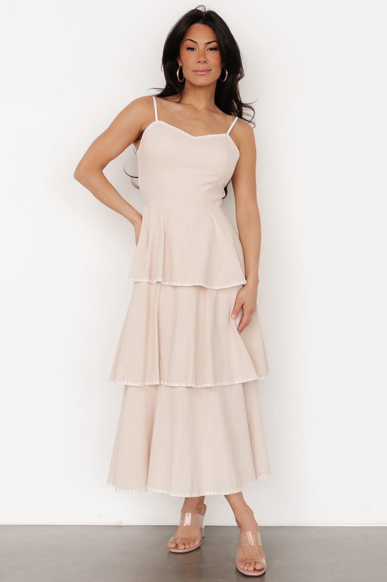 Odette Tiered Dress | Natural + White