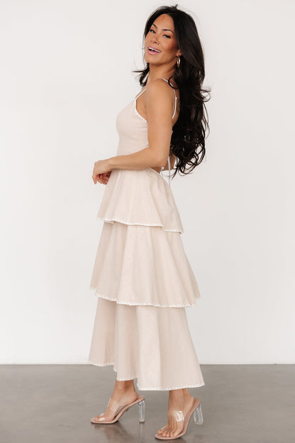 Odette Tiered Dress | Natural + White