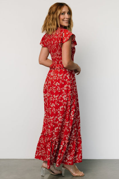 Orla Ruffle Maxi Dress | Red Floral