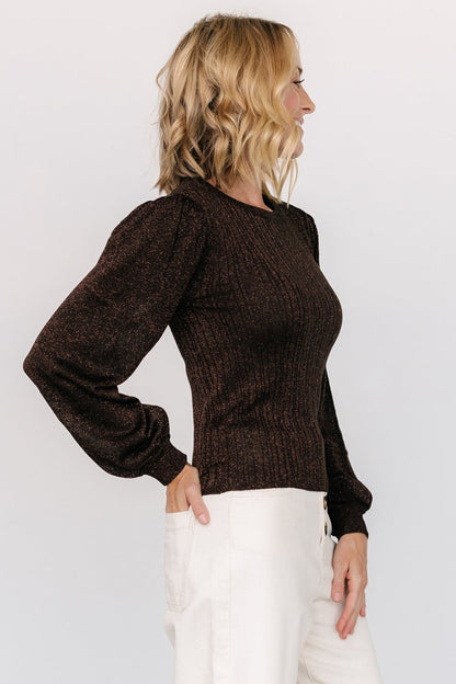 Padma Shimmer Sweater Top | Chocolate
