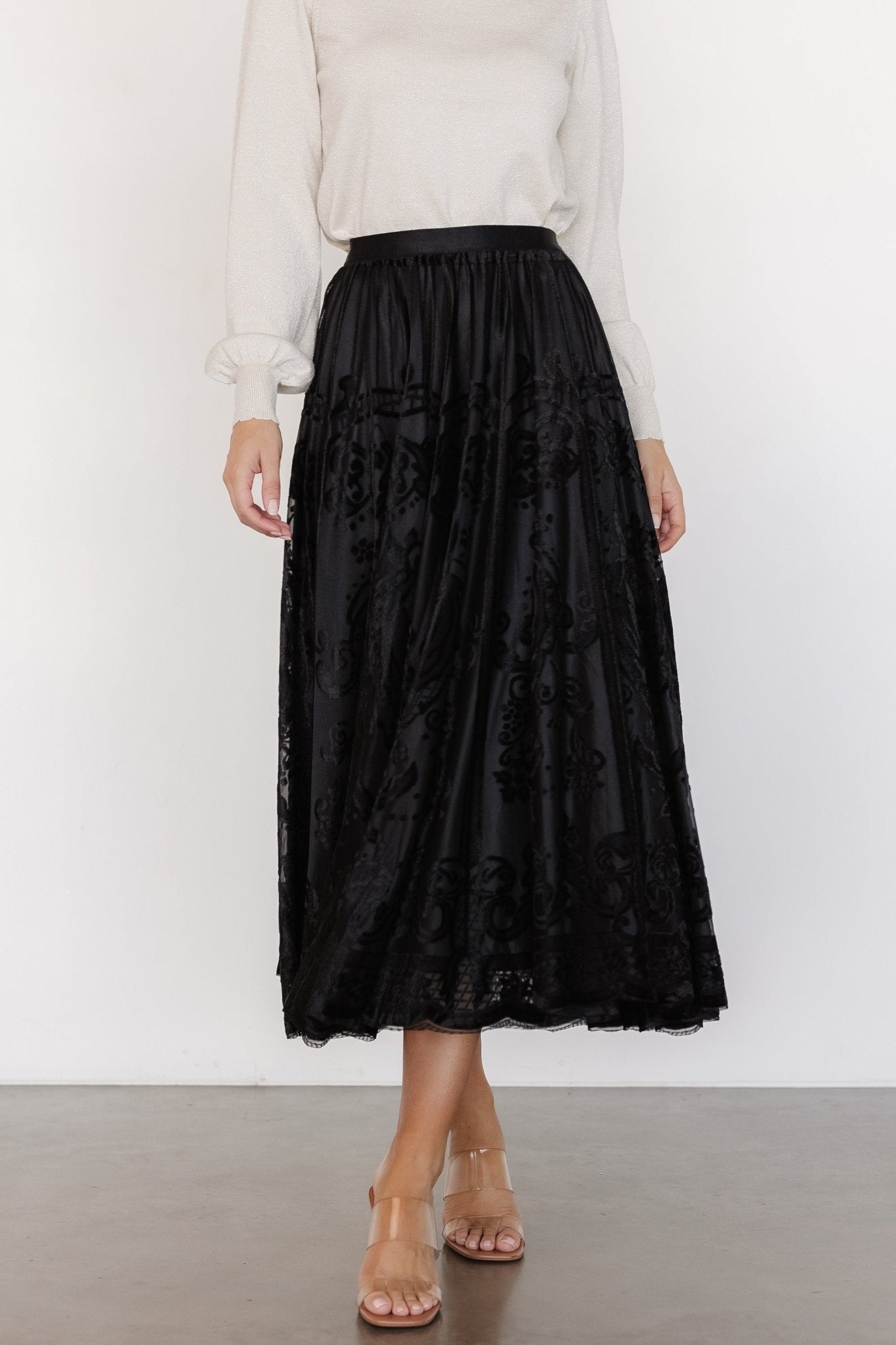 Palini Velvet Skirt | Black