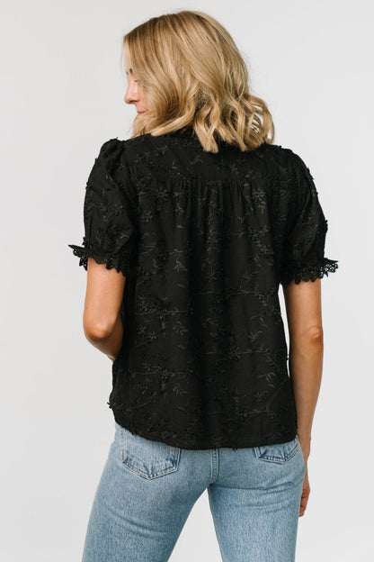 Pauline Embossed Top | Black