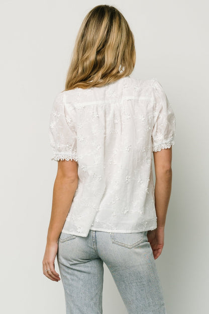 Pauline Embossed Top | Off White