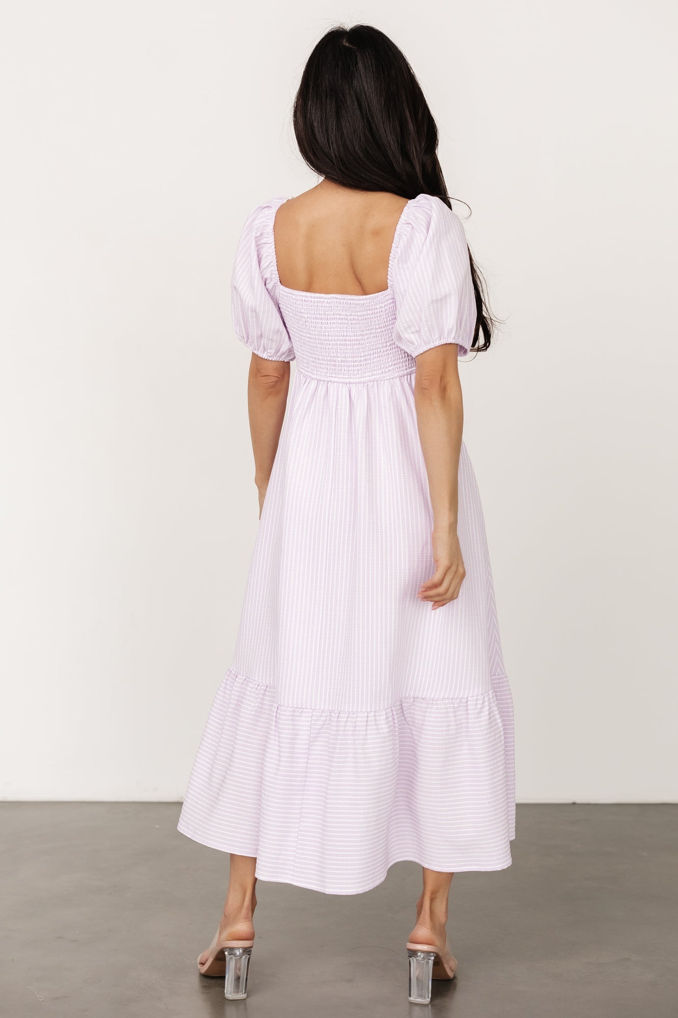 Poppy Midi Dress | Lavender + Off White
