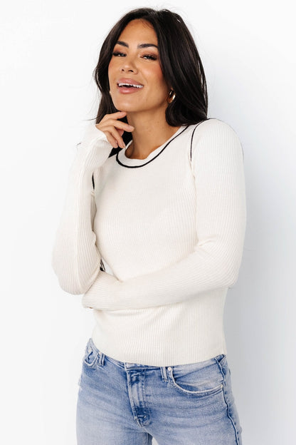 Quinlan Ribbed Top | Ivory