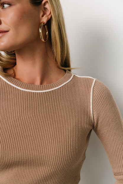 Quinlan Ribbed Top | Light Mocha