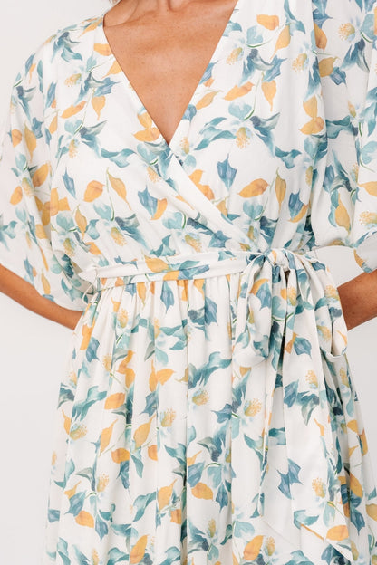 Raina Kimono Short Dress | Off White Multi Floral