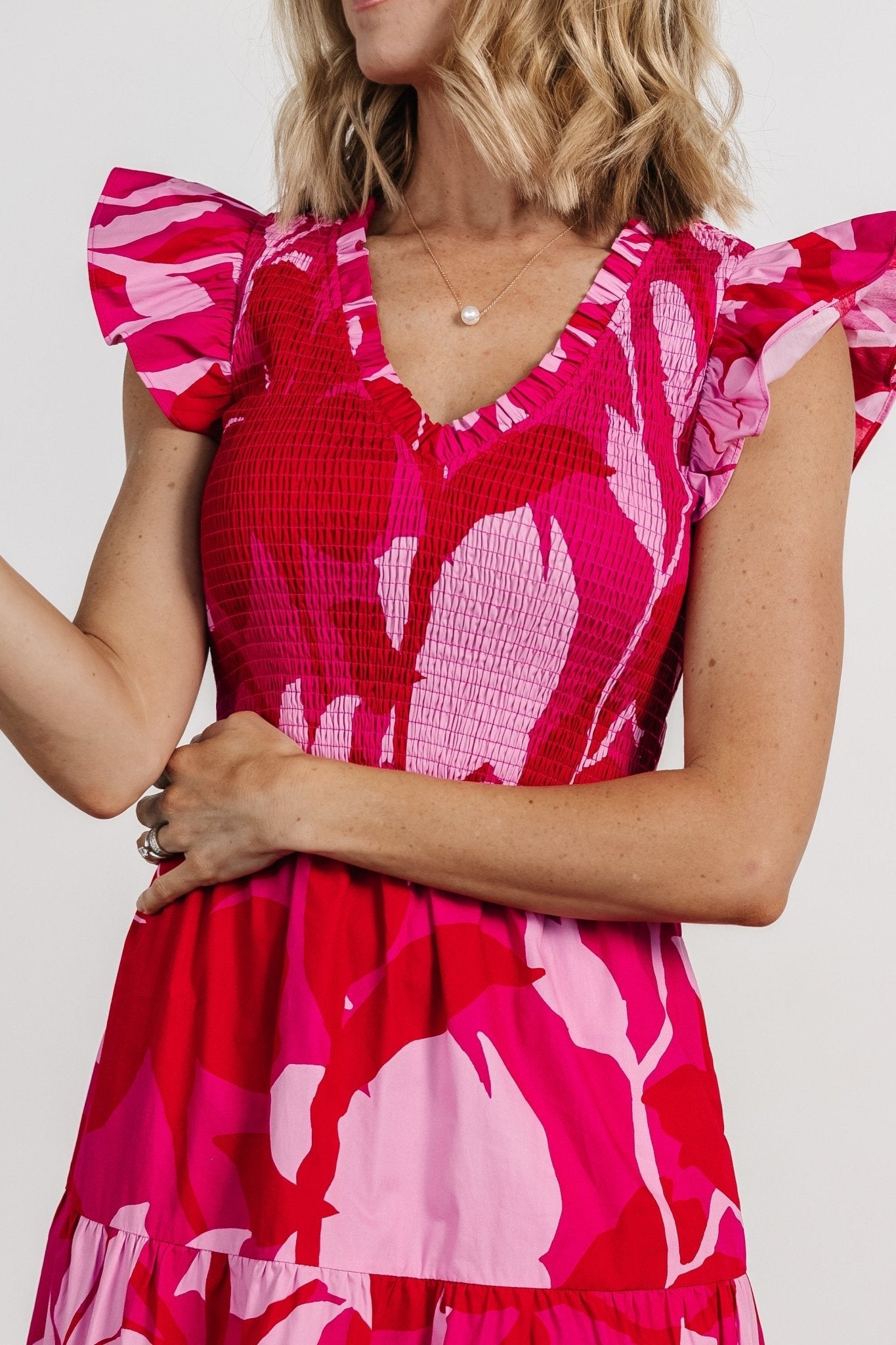 Ranchero Smocked Maxi Dress | Red + Pink