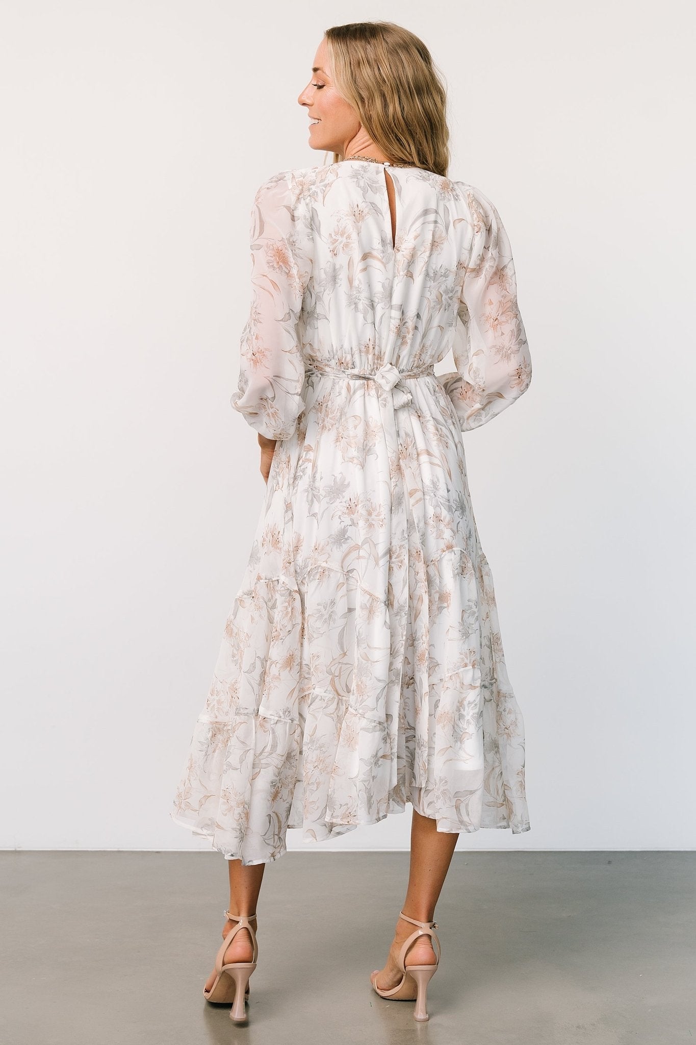Raven Midi Dress | Off White Floral