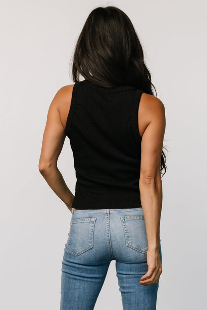 Raye Textured Tank Top | Black