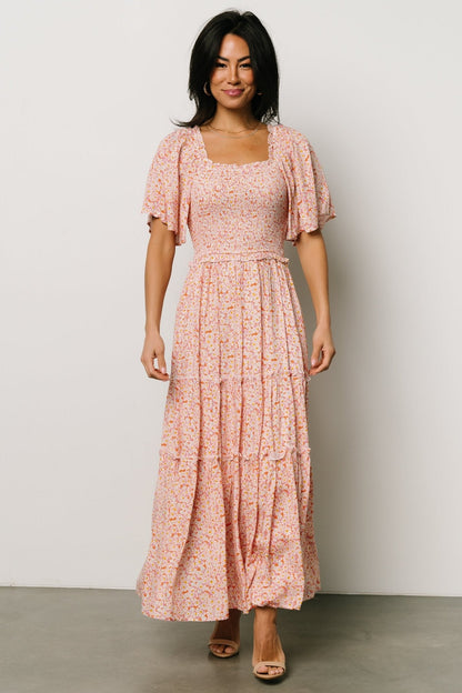 Regina Smocked Maxi Dress | Coral Floral