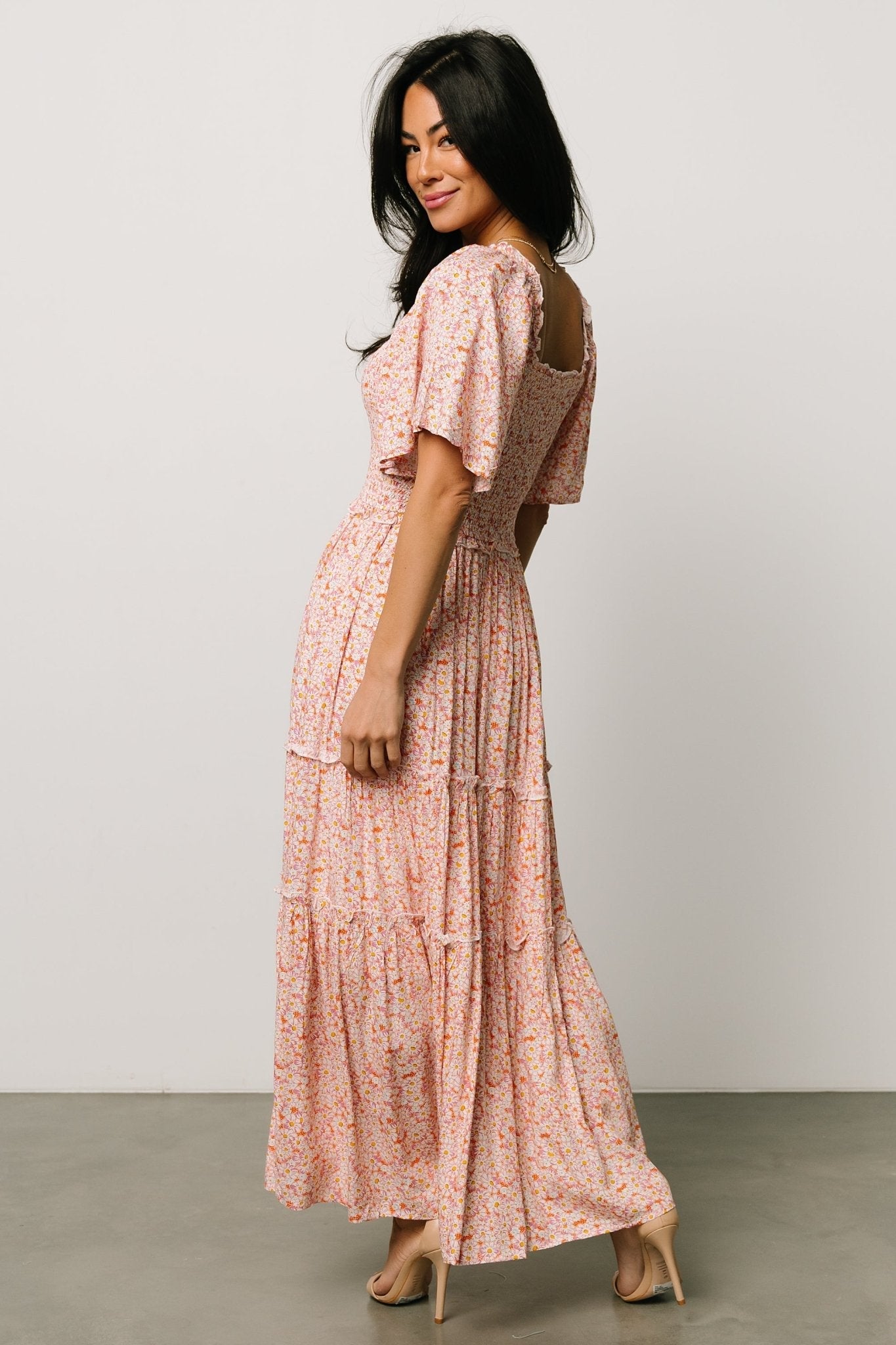 Regina Smocked Maxi Dress | Coral Floral