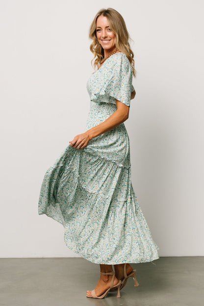 Regina Smocked Maxi Dress | Green Floral