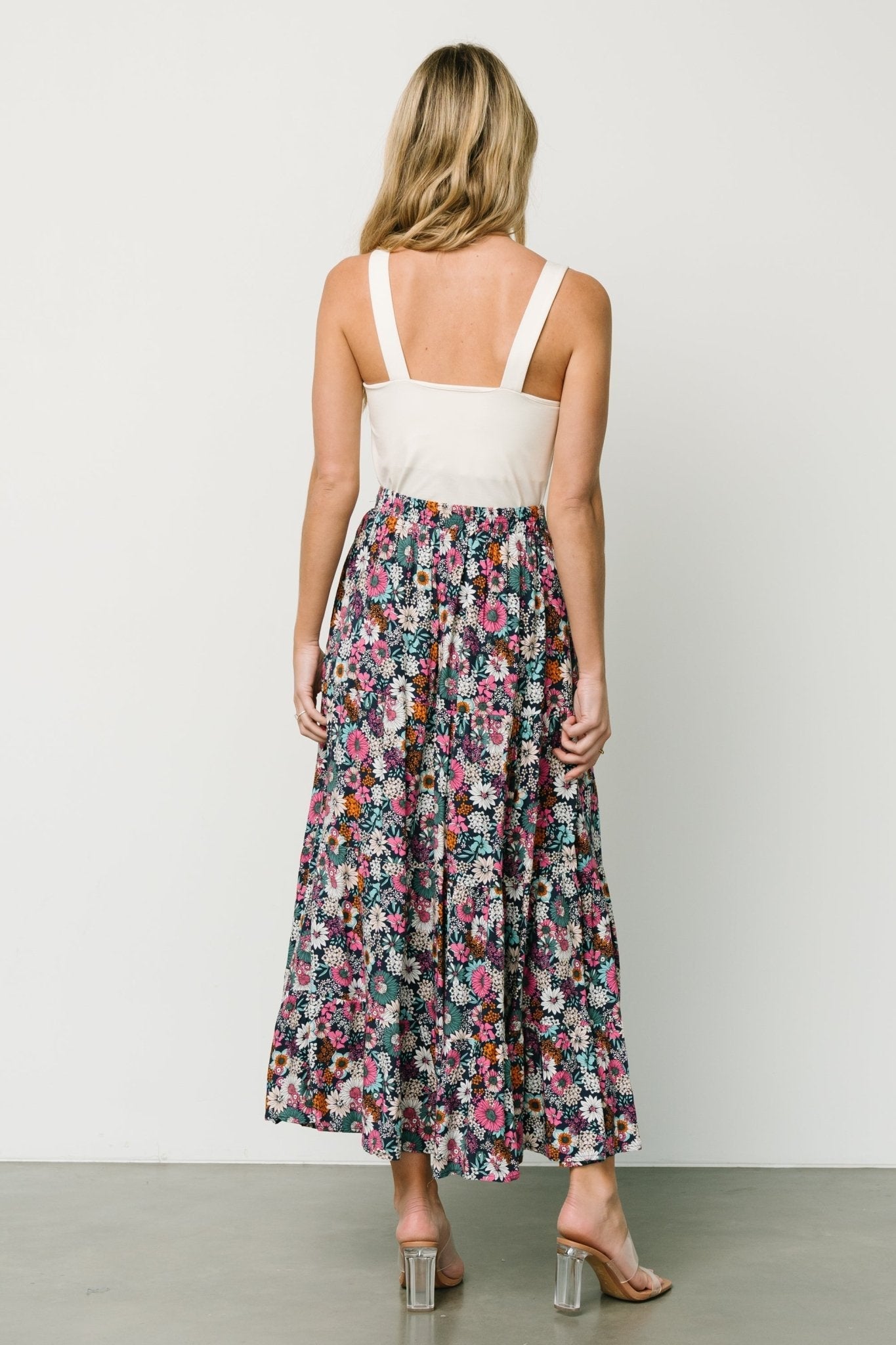 Reilly Maxi Skirt | Navy Flower Print