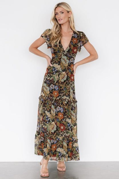 Riverwood Deep V Maxi Dress | Multi Floral