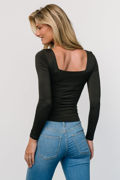 Roe Square Neck Top | Black