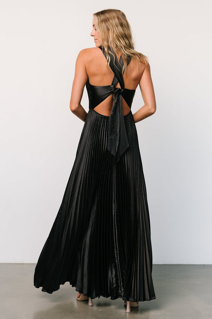 Sandra Pleated Maxi Dress | Black
