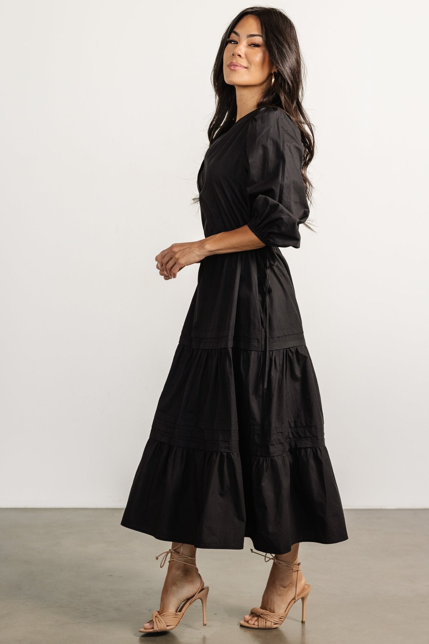 Santa Fe Poplin Midi Dress | Black