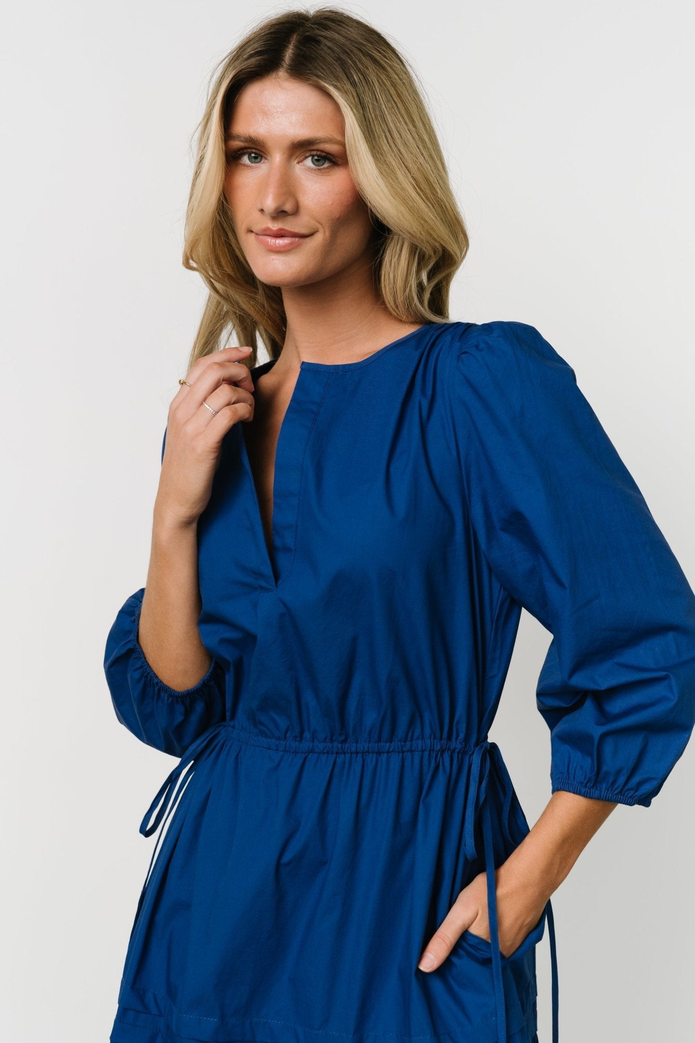 Santa Fe Poplin Midi Dress | Cobalt