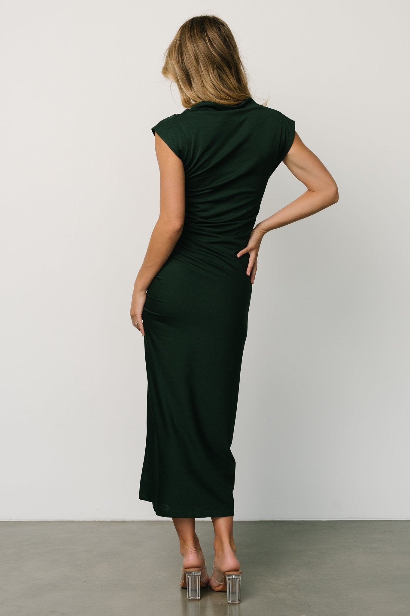 Sasha Ruched Maxi Dress | Green