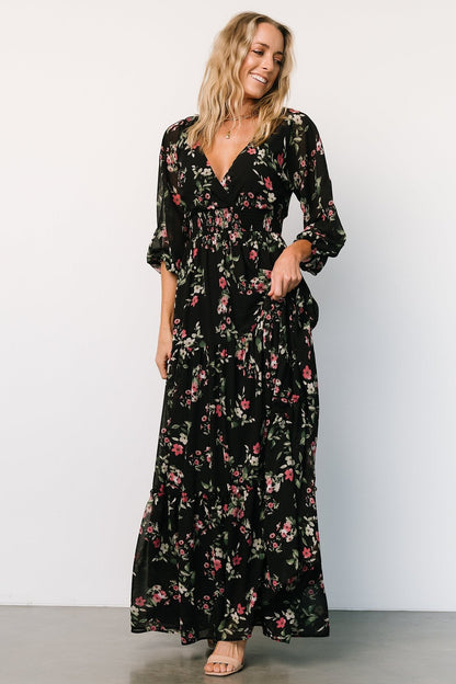 Sawyer Tiered Maxi Dress | Black + Berry