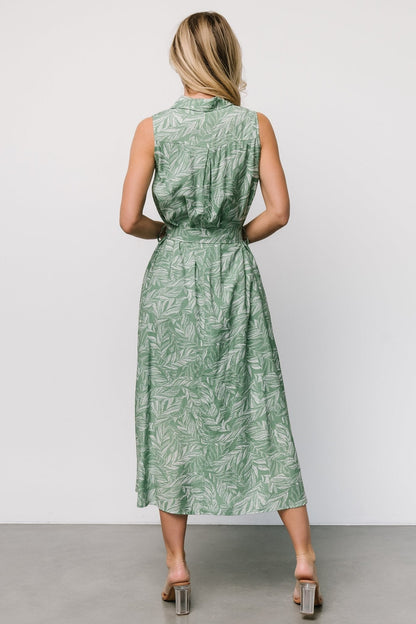 Scottie Button Tank Dress | Green Print