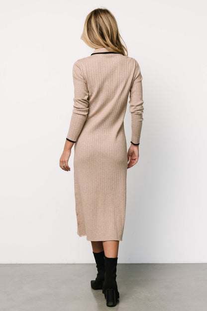Shantel Polo Dress | Taupe + Black