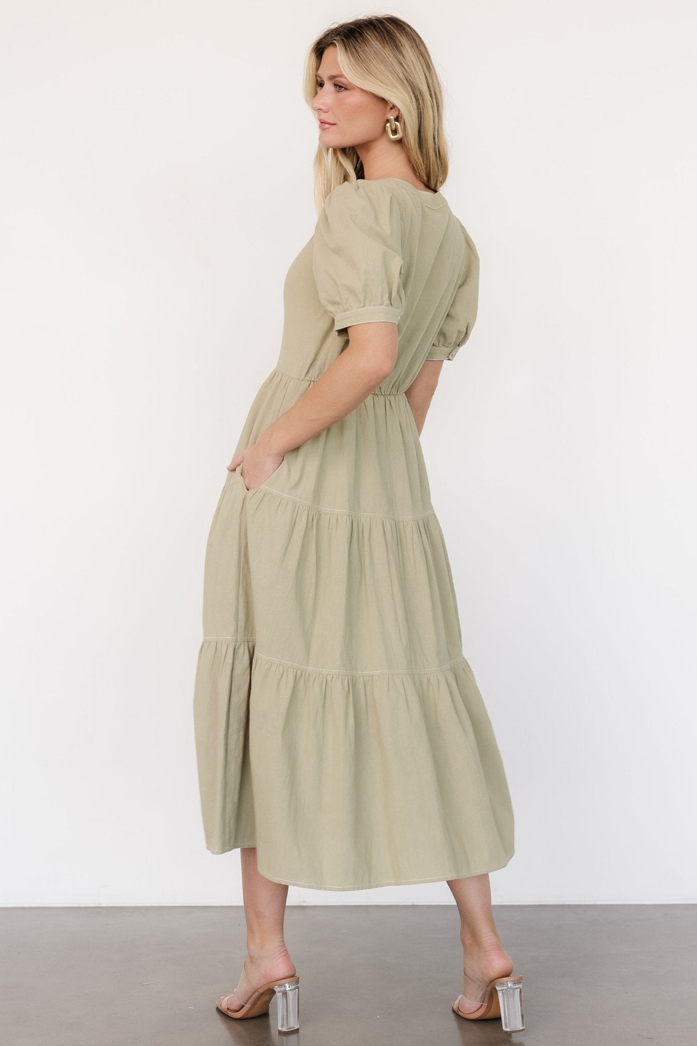 Shelby Button Top Dress | Sage Green