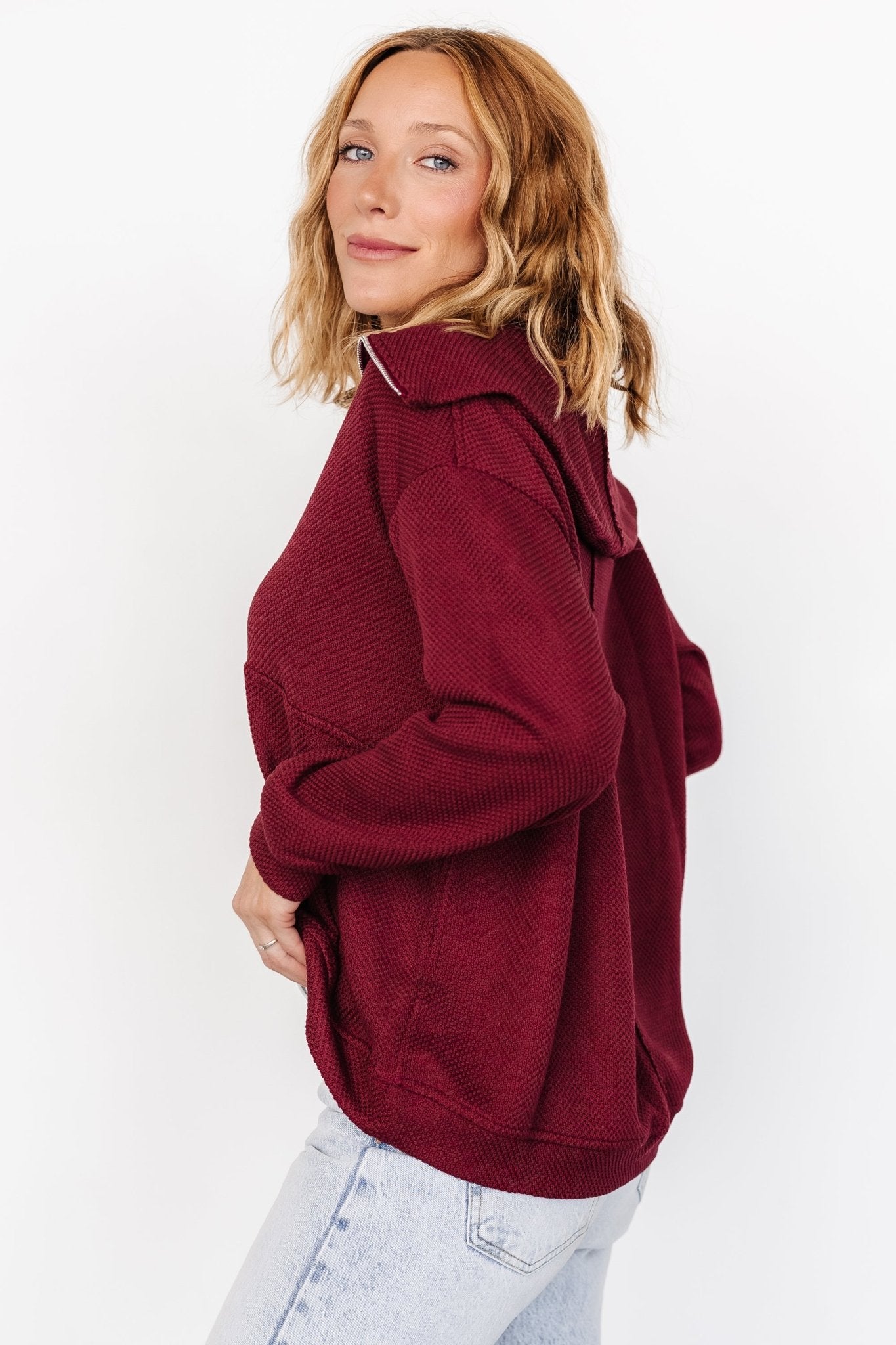 Shiloh Half Zip Pullover | Burgundy