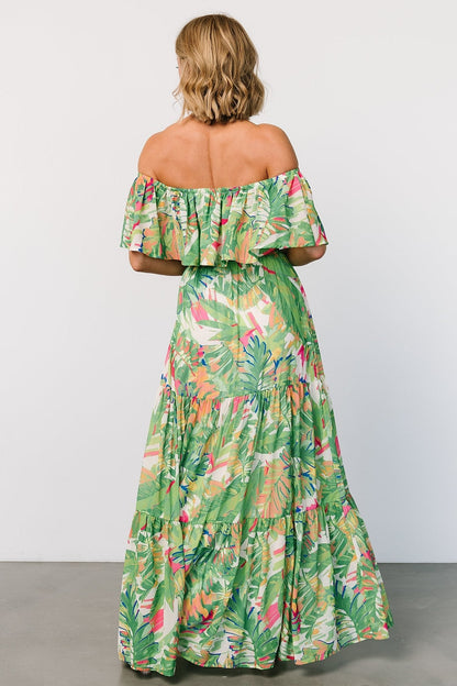 Sonoma Off Shoulder Maxi Dress | Green Multi