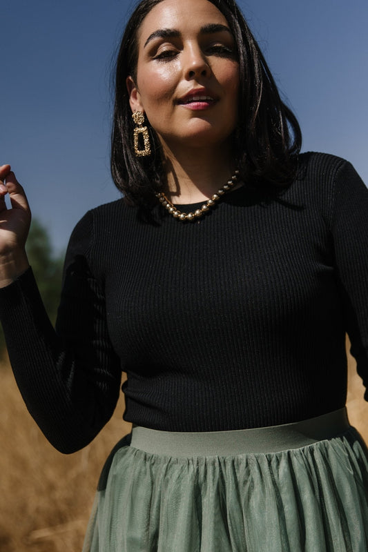 Sora Ribbed Top | Black