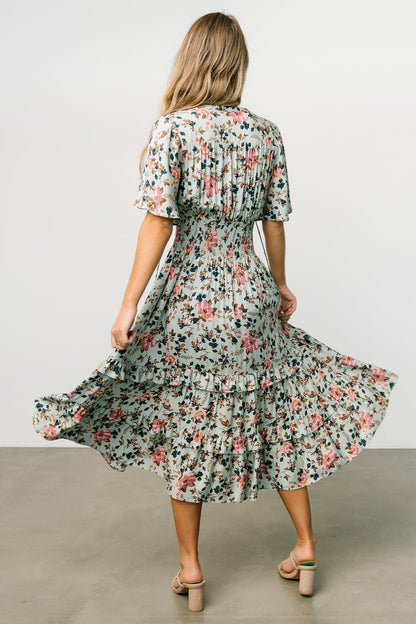 Spell Boho Midi Dress | Sage + Pink Floral