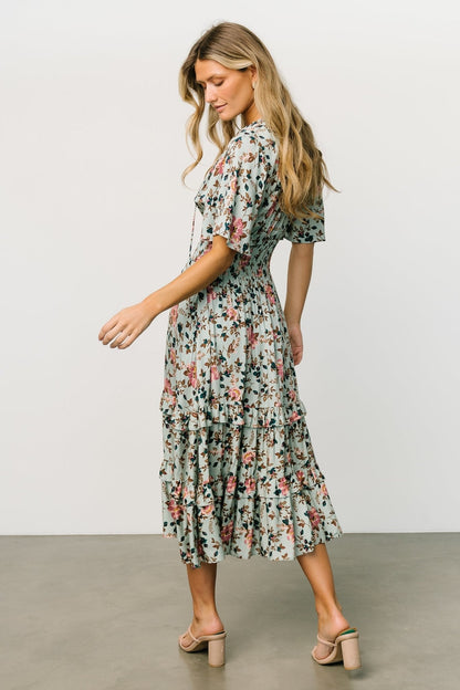 Spell Boho Midi Dress | Sage + Pink Floral