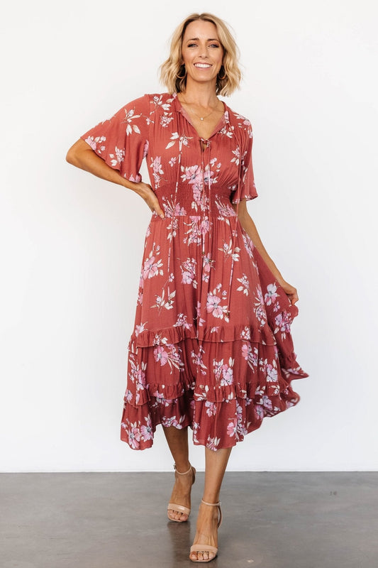 Spell Boho Midi Dress | Terracotta Floral
