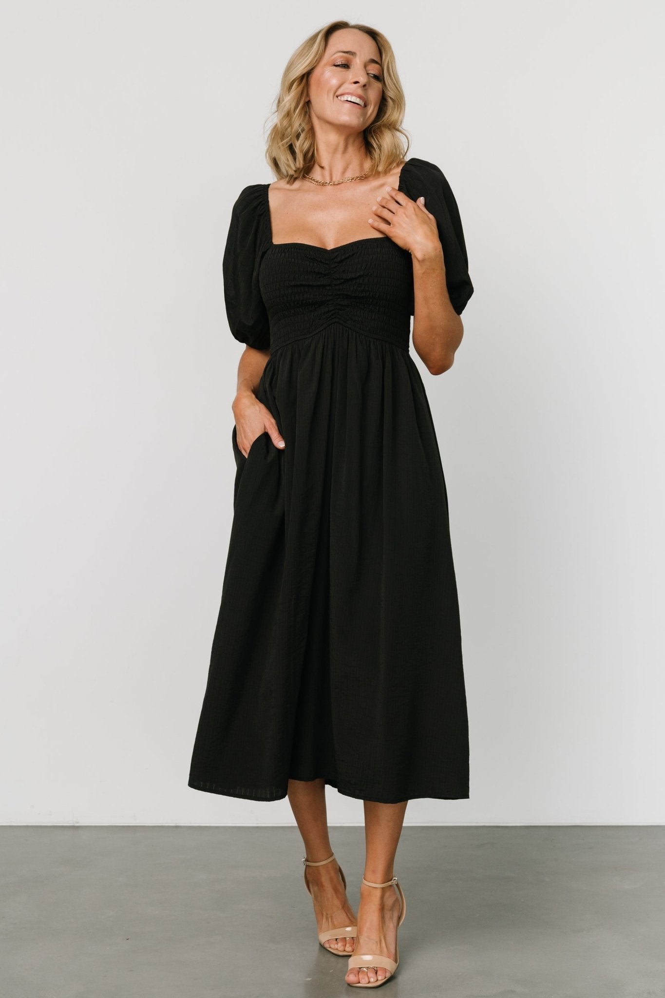 Stefania Midi Dress | Black