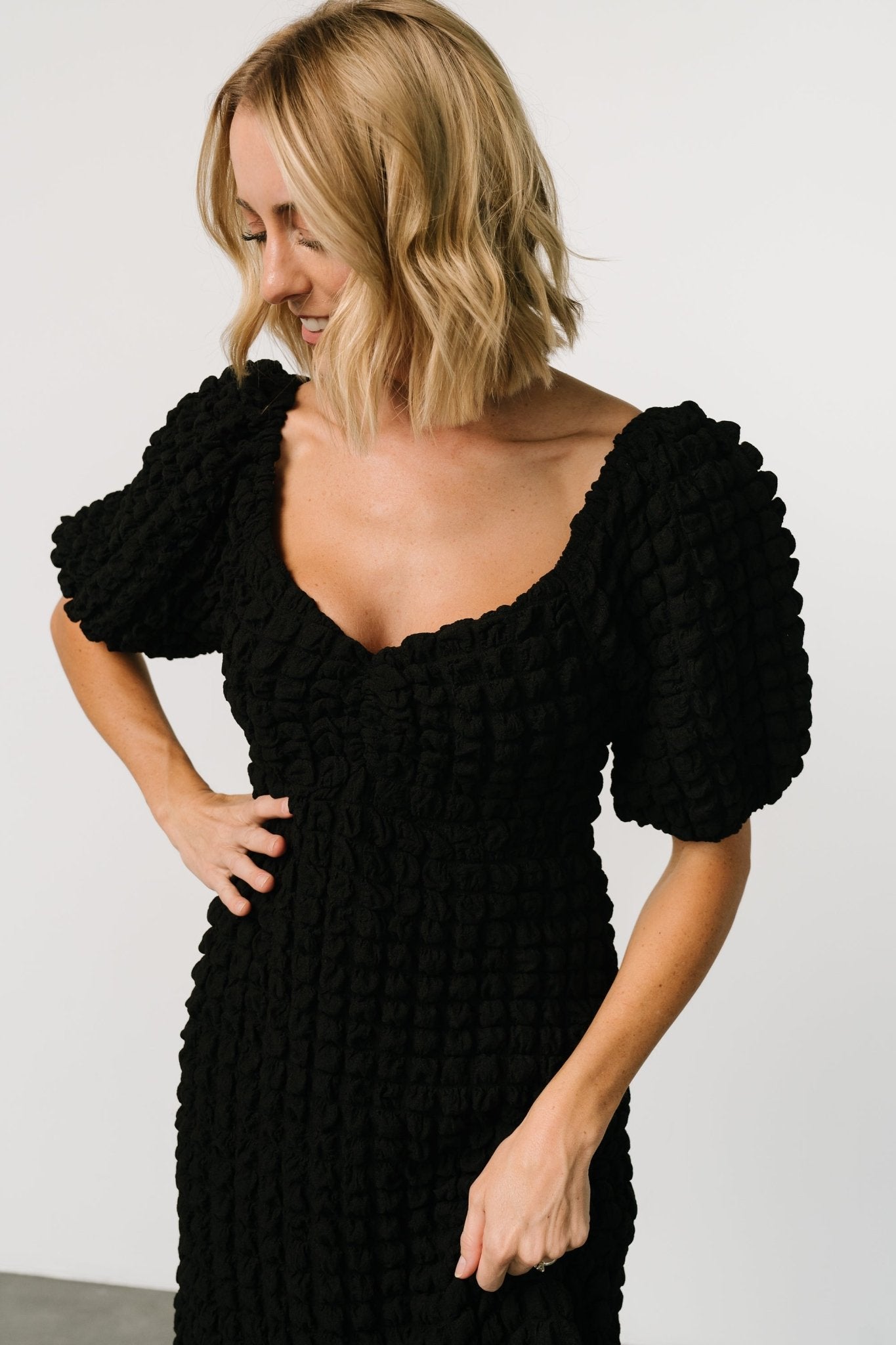 Therese Textured Dress | Black