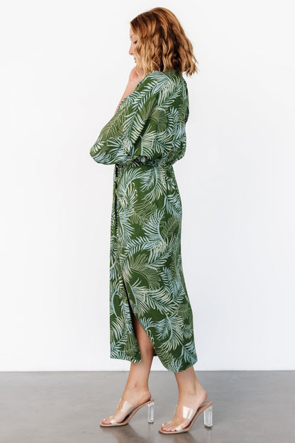 Tula Kimono Dress | Green + Blue Print