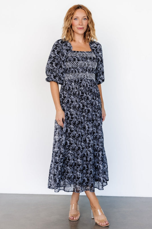 Tulsa Smocked Dress | Black + White