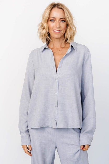 Tuscany Button Top | Blue Gray
