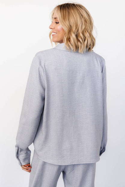 Tuscany Button Top | Blue Gray