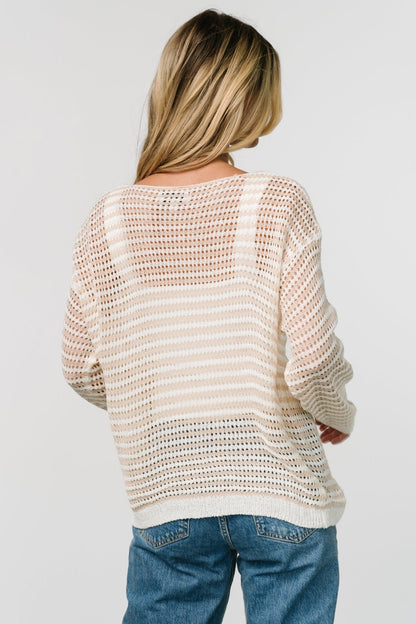 Valissa Open Knit Top | White + Sand