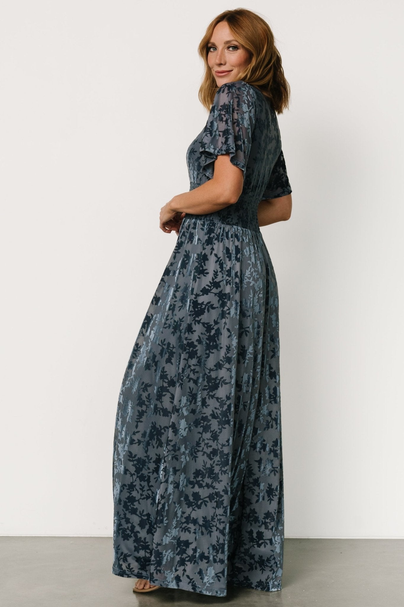 Veronica Velvet Maxi Dress | Whisper Blue