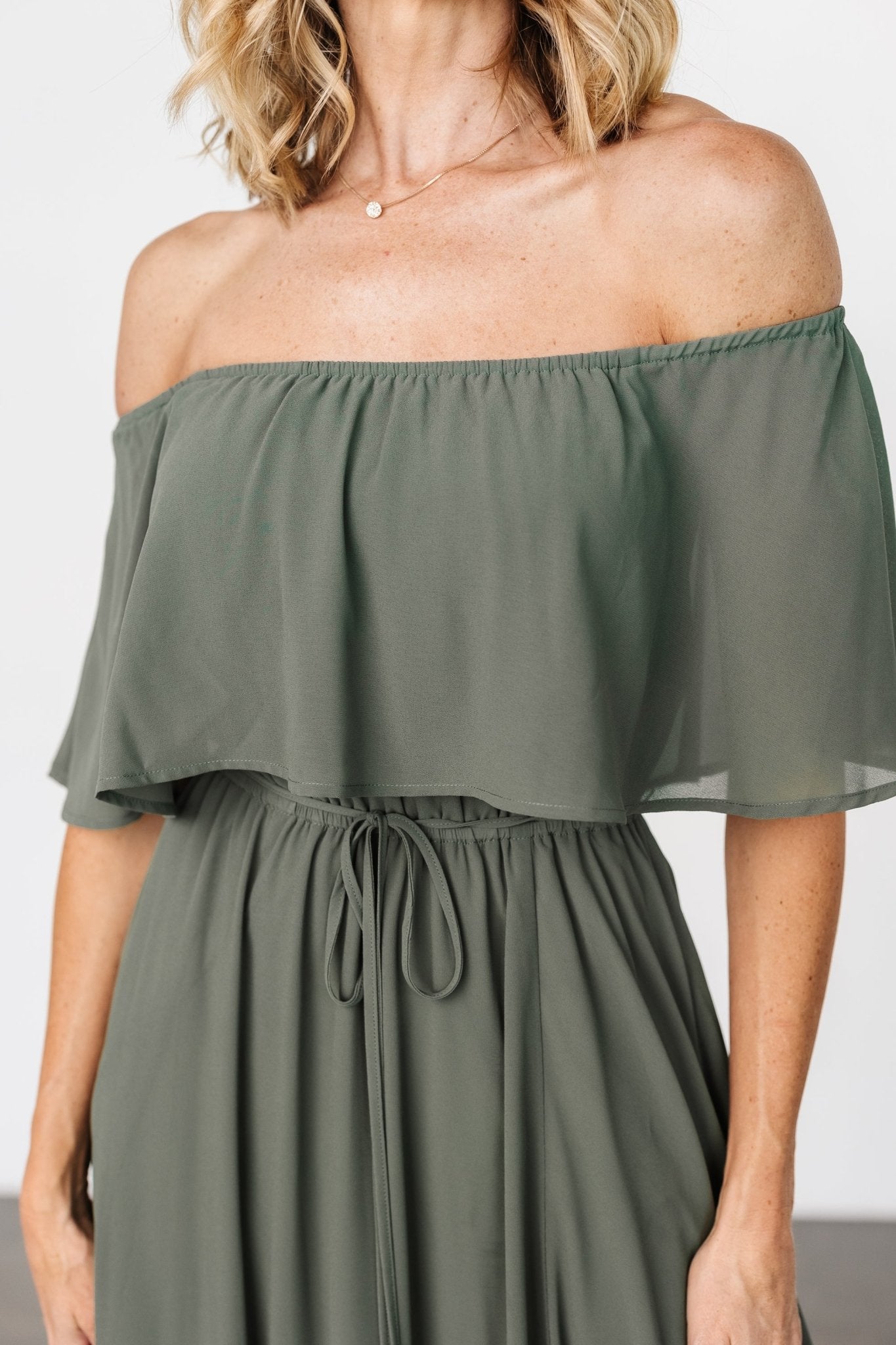Victoria Off Shoulder Maxi Dress | Dark Sage