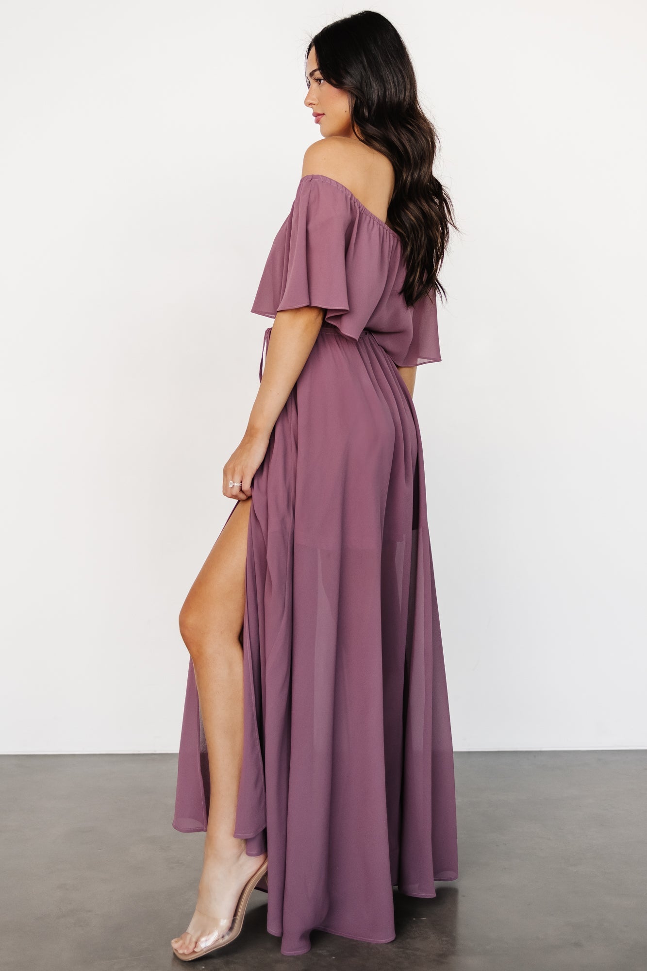 Victoria Off Shoulder Maxi Dress | Vintage Plum